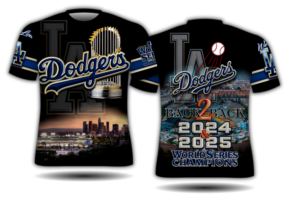 A1 Short Sleeve T-Shirt - 2025 Dodgers Champions Back 2 Back