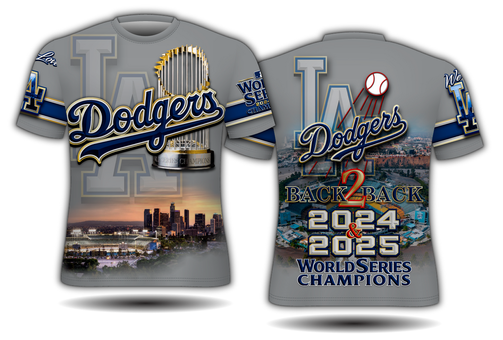 A1 Short Sleeve T-Shirt - 2025 Dodgers Champions Back 2 Back