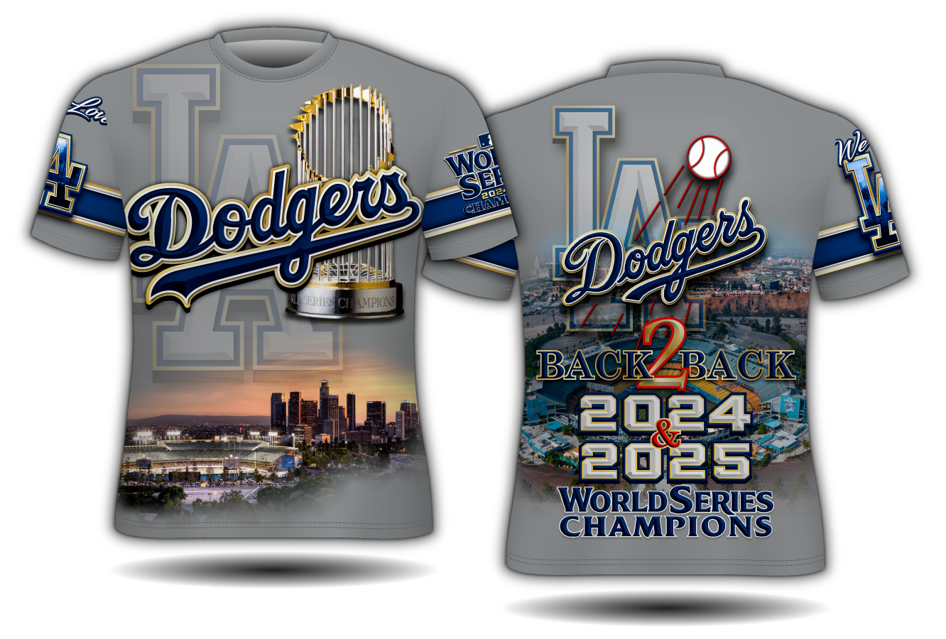 A1 Short Sleeve T-Shirt - 2025 Dodgers Champions Back 2 Back