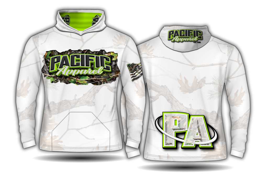 Long Sleeve Hoodie Winter Camo Pattern MADE IN USA